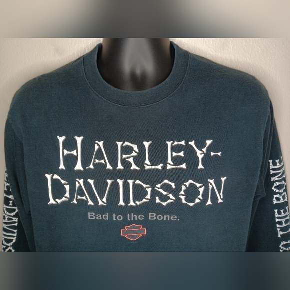 Vintage 90s Harley Davidson USA Men's Medium T-shirt Biker Motorcycle Tee Denver - Picture 5 of 9